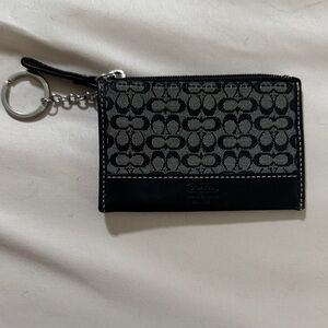 Coach Signature Black and Gray Keychain Pouch